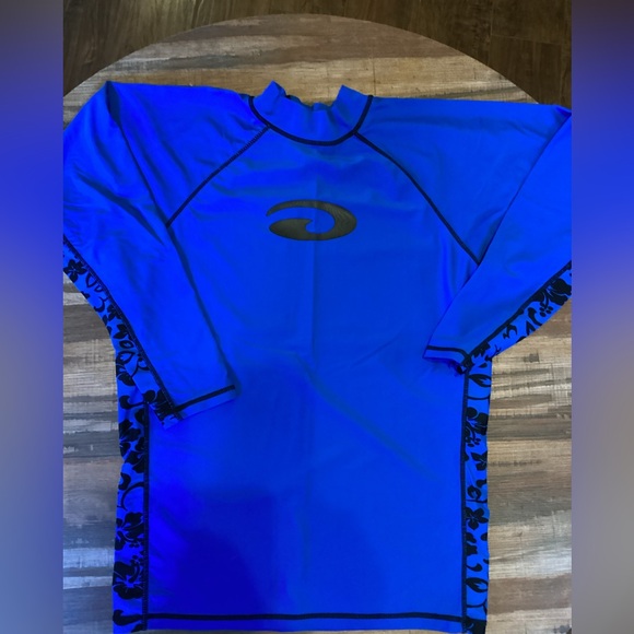 Womens Island Magic Long Sleeve Rash Guard Plus Sz 2x Royal Blue Hybiscus. #26 - Picture 1 of 3